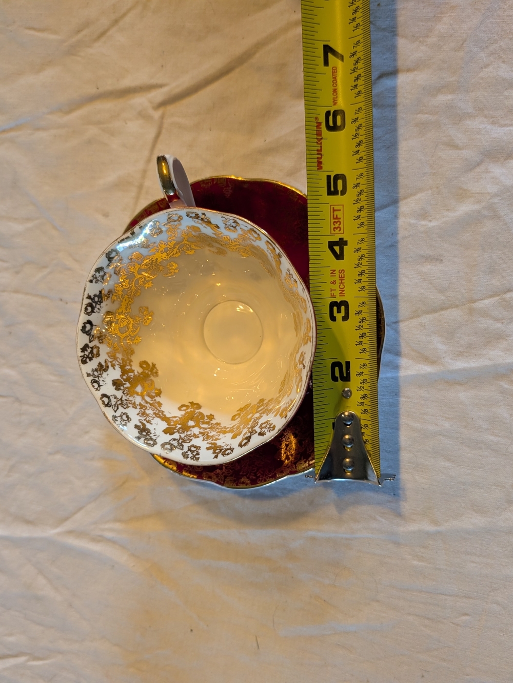 2/60$ Royal Albert Red and Gold Teacup with Saucer - Picture 7 of 8